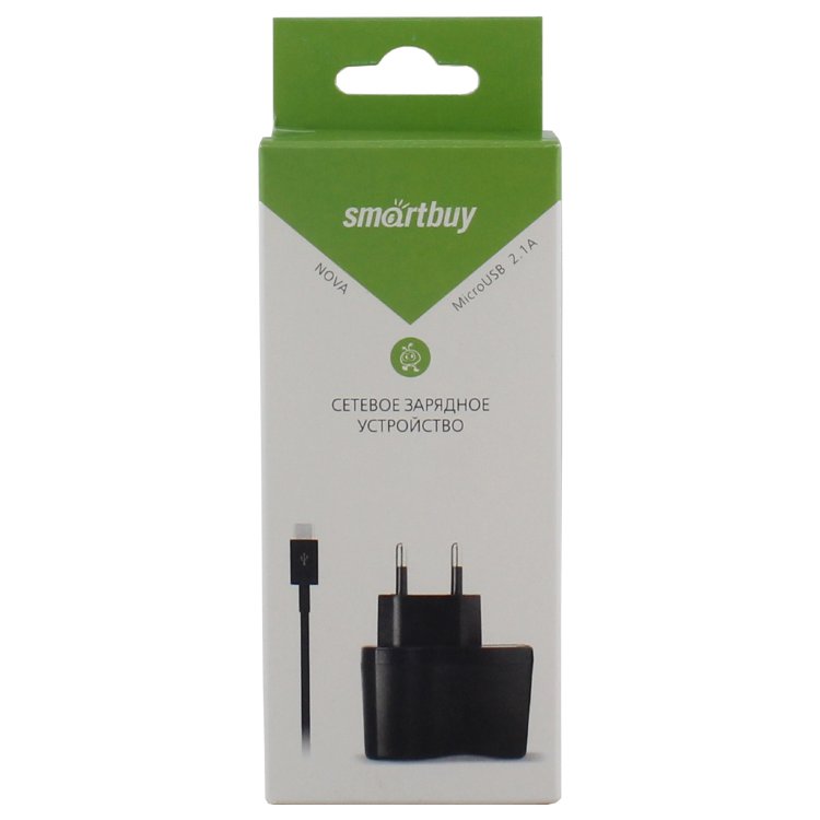 Сетевое зарядное устройство Smartbuy + кабель microUSB 2.1A SBP-1160