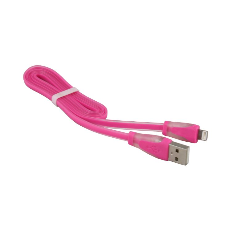 Кабель для iPhone 5,iPad 4,Air 1,2,Mini 1,2 LED (розовый)