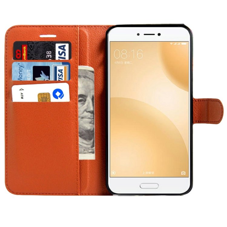 Чехол-книжка магнитная для телефона Xiaomi mi 5C коричневый