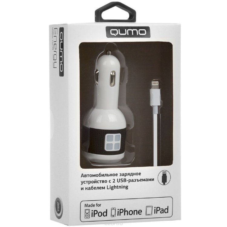 Зарядное устройство  Qumo + кабель iPhone 5,iPad 2USB 2.1A