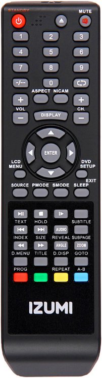 Пульт Izumi TL32H615DB (TV+DVD)
